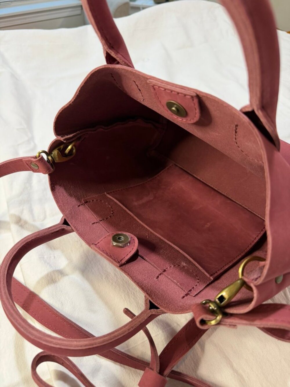 Portland Leather - Mini Cross body tote in Dusty Rose - Picture 3 of 5